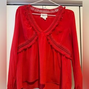 Sezane Red Silk Blouse size 4